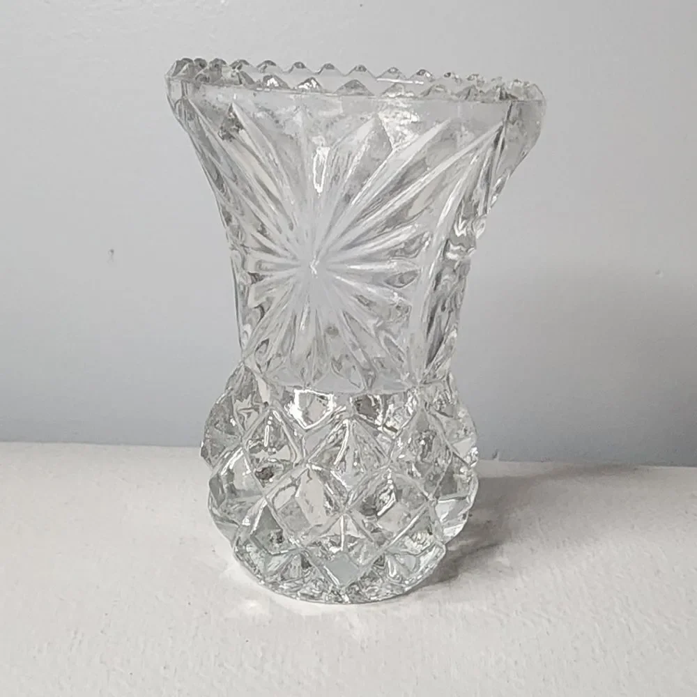 Lead Crystal Vase with Sawtooth Rim Vintage